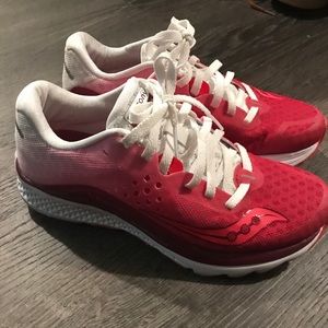 Saucony red and white sneakers